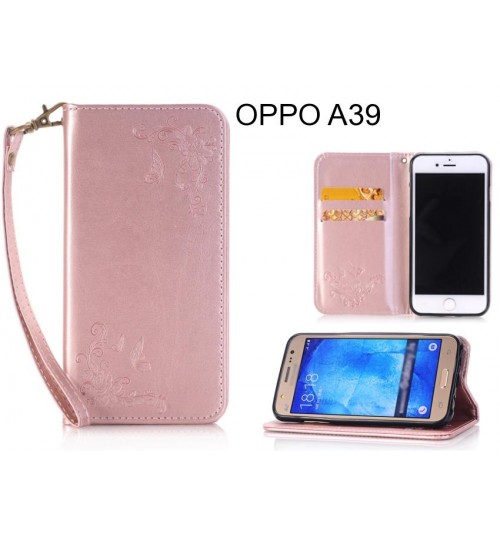 OPPO A39  CASE Premium Leather Embossing wallet Folio case