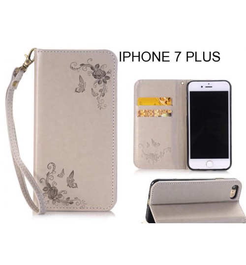 IPHONE 7 PLUS  CASE Premium Leather Embossing wallet Folio case