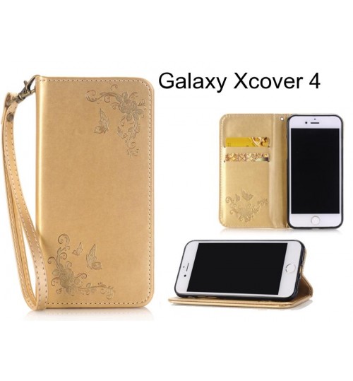 Galaxy Xcover 4  CASE Premium Leather Embossing wallet Folio case