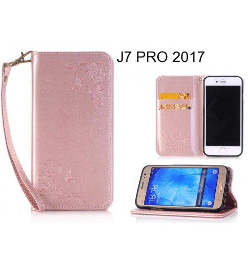 J7 PRO 2017  CASE Premium Leather Embossing wallet Folio case