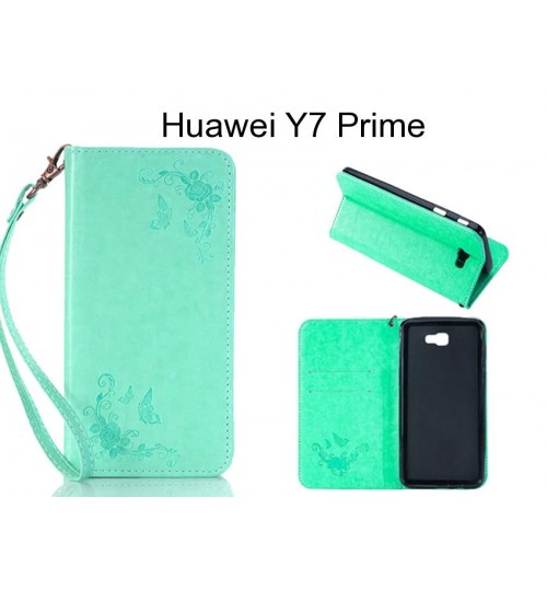 Huawei Y7 Prime  CASE Premium Leather Embossing wallet Folio case