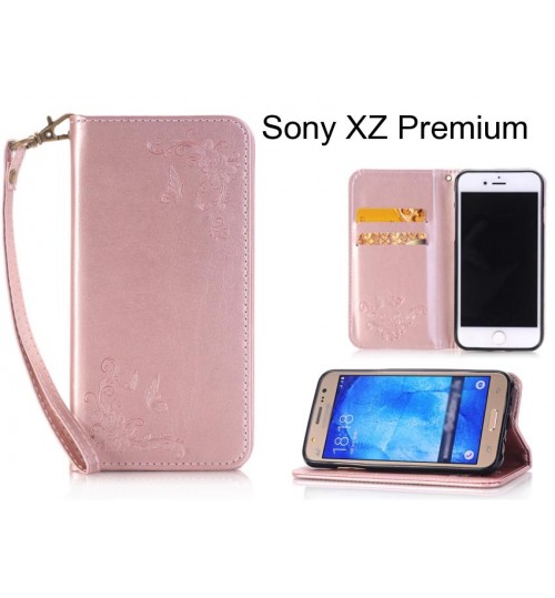 Sony XZ Premium  CASE Premium Leather Embossing wallet Folio case