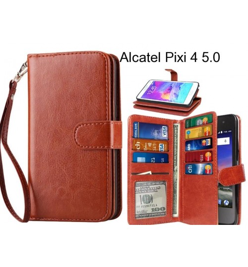 Alcatel Pixi 4 5.0 case Double Wallet leather case 9 Card Slots