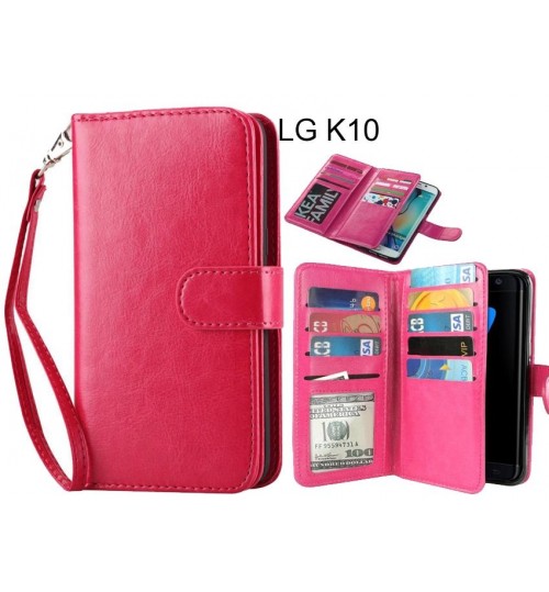 LG K10 case Double Wallet leather case 9 Card Slots