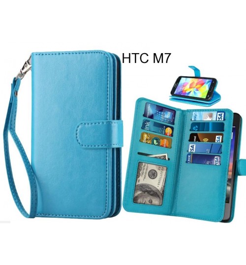 HTC M7 case Double Wallet leather case 9 Card Slots