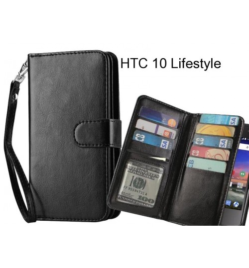 HTC 10 Lifestyle case Double Wallet leather case 9 Card Slots