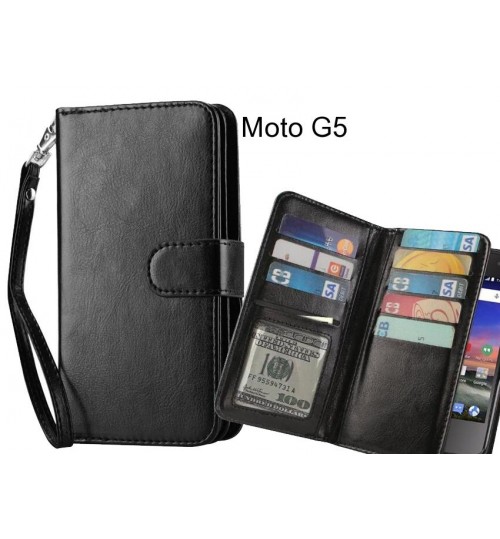 Moto G5 case Double Wallet leather case 9 Card Slots