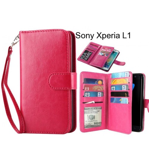 Sony Xperia L1 case Double Wallet leather case 9 Card Slots
