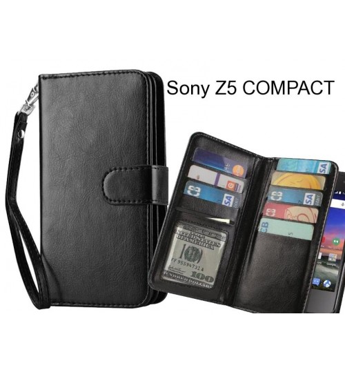 Sony Z5 COMPACT case Double Wallet leather case 9 Card Slots