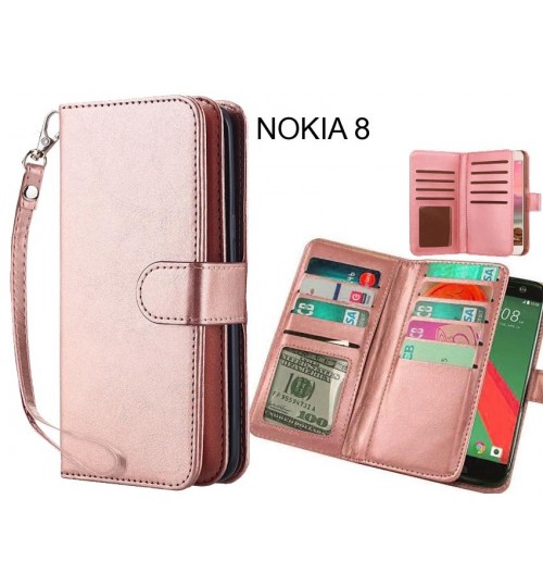 NOKIA 8 case Double Wallet leather case 9 Card Slots