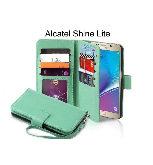 Alcatel Shine Lite case Double Wallet leather case 9 Card Slots