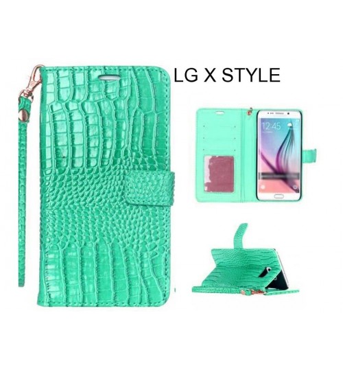 LG X STYLE case Croco wallet Leather case
