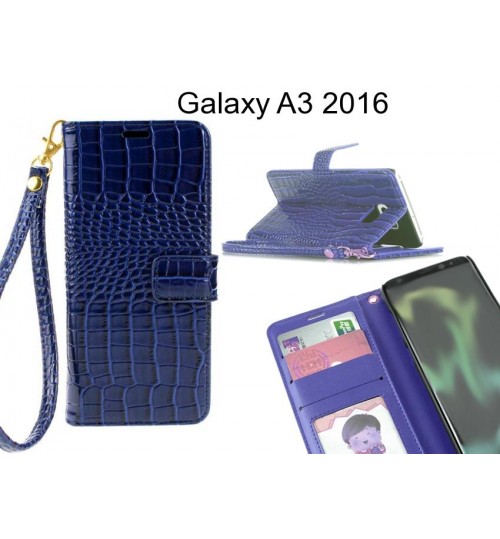 Galaxy A3 2016 Case Croco Wallet Leather Case - Blue