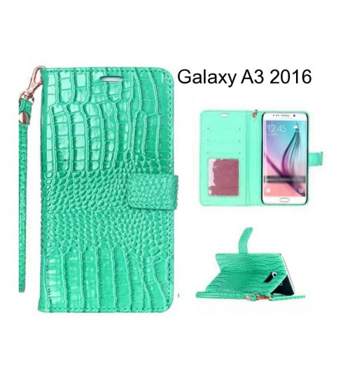 Galaxy A3 2016 Case Croco Wallet Leather Case - Green