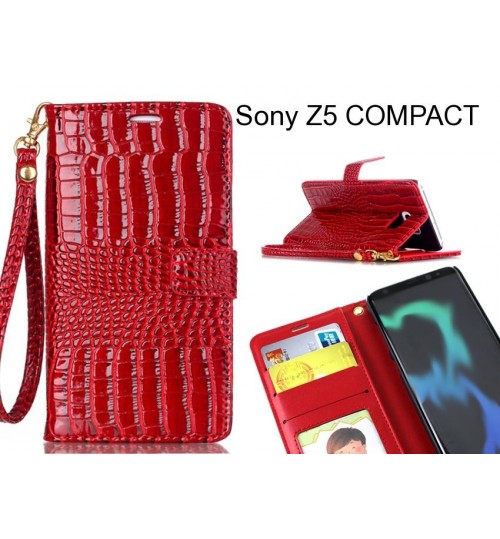 Sony Z5 COMPACT case Croco wallet Leather case