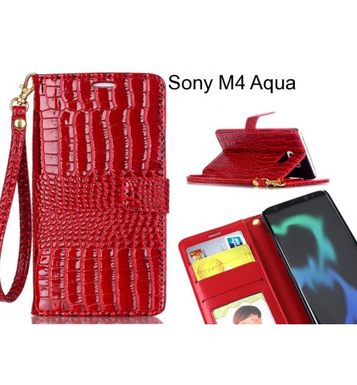 Sony M4 Aqua case Croco wallet Leather case