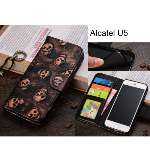 Alcatel U5  case Leather Wallet Case Cover