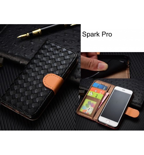 Spark Pro  case Leather Wallet Case Cover