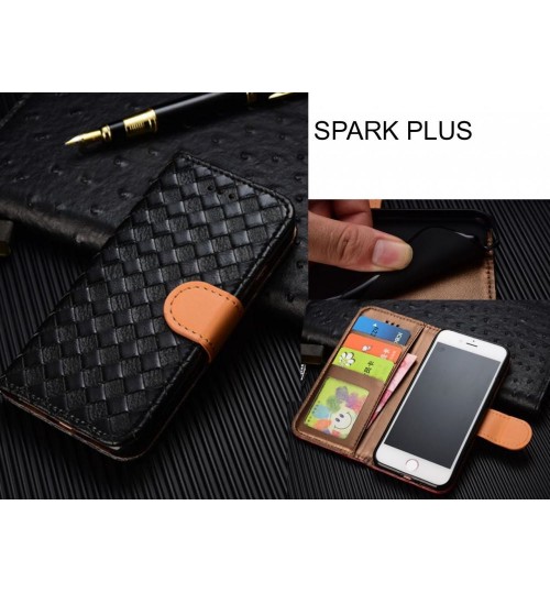 Spark Plus  Case Leather Wallet Case Cover - Black