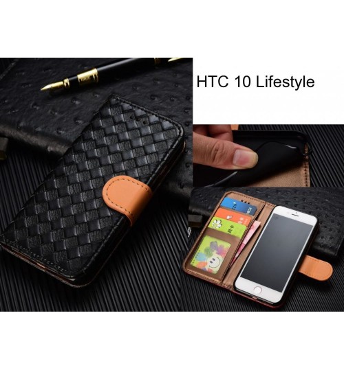 Htc 10 Lifestyle  Case Leather Wallet Case Cover - Black