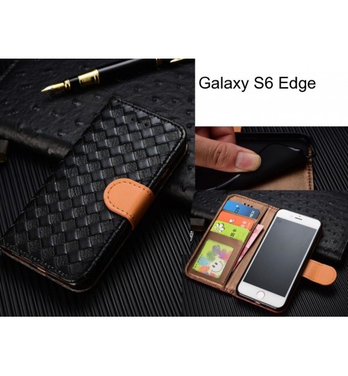 Galaxy S6 Edge  Case Leather Wallet Case Cover - Black