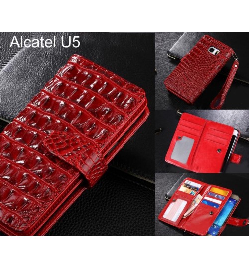 Alcatel U5 case Croco wallet Leather case