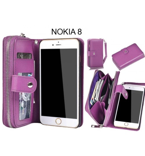Nokia 8 Case Coin Wallet Case Full Wallet Leather Case - Purple