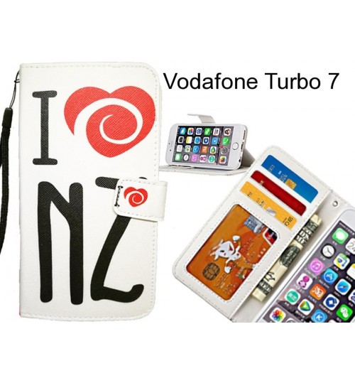 Vodafone Turbo 7 case 3 card leather wallet case printed ID