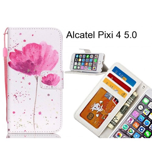 Alcatel Pixi 4 5.0 case 3 card leather wallet case printed ID