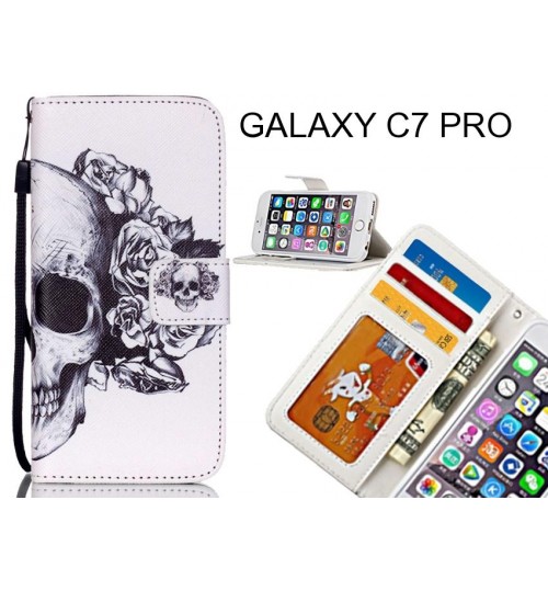 GALAXY C7 PRO case 3 card leather wallet case printed ID