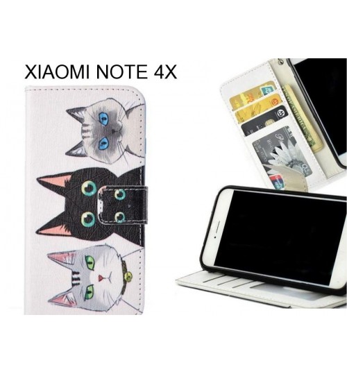 XIAOMI NOTE 4X case 3 card leather wallet case printed ID