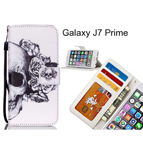 Galaxy J7 Prime case 3 card leather wallet case printed ID