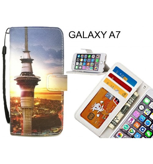 GALAXY A7 case 3 card leather wallet case printed ID