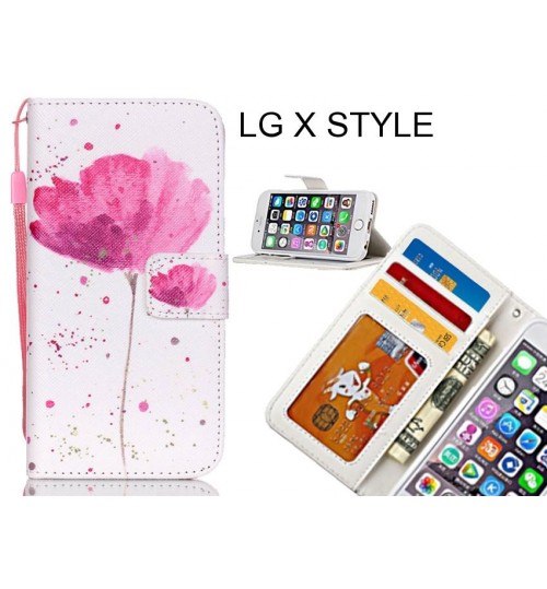 LG X STYLE case 3 card leather wallet case printed ID