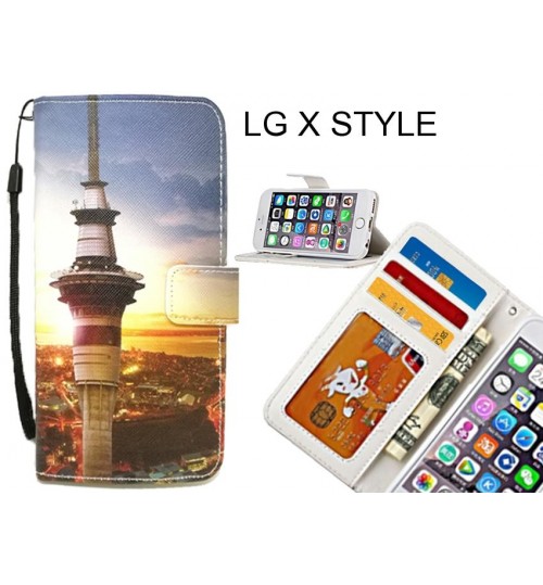 LG X STYLE case 3 card leather wallet case printed ID