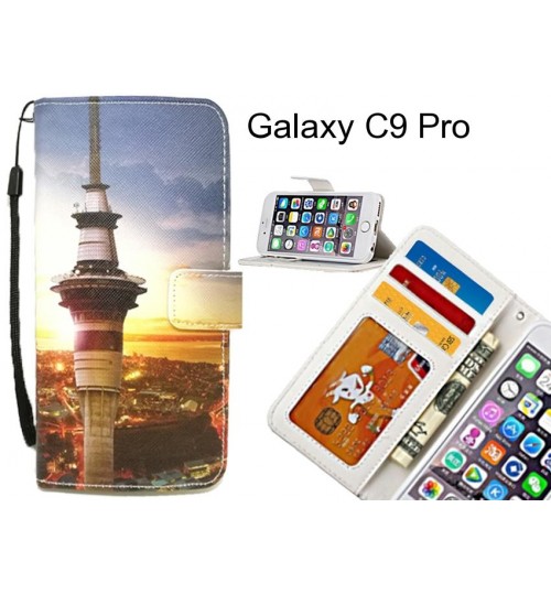 Galaxy C9 Pro case 3 card leather wallet case printed ID