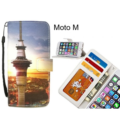 Moto M case 3 card leather wallet case printed ID