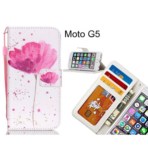 Moto G5 case 3 card leather wallet case printed ID