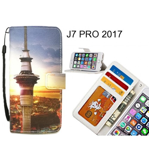 J7 PRO 2017 case 3 card leather wallet case printed ID