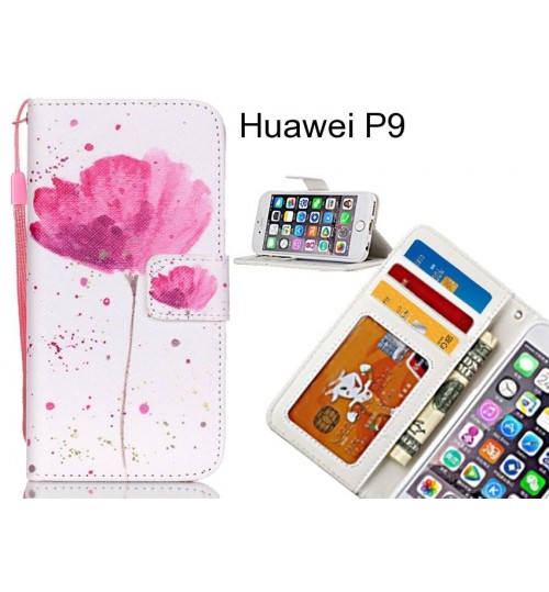 Huawei P9 case 3 card leather wallet case printed ID
