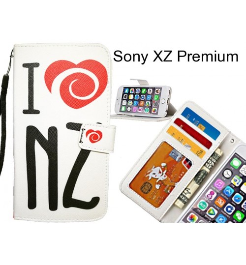 Sony XZ Premium case 3 card leather wallet case printed ID