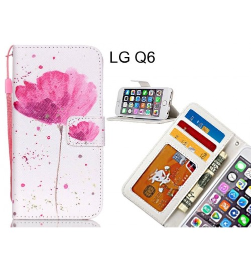 LG Q6 case 3 card leather wallet case printed ID