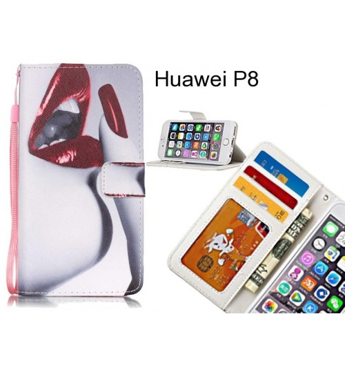 Huawei P8 case 3 card leather wallet case printed ID
