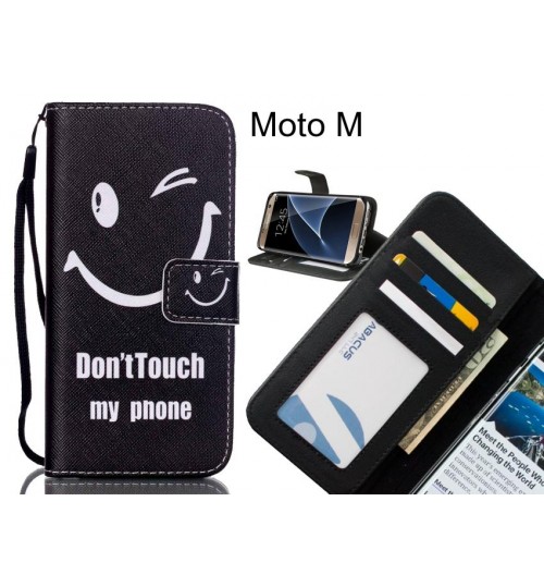 Moto M case 3 card leather wallet case printed ID