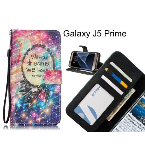 Galaxy J5 Prime case 3 card leather wallet case printed ID