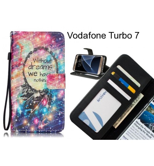 Vodafone Turbo 7 case 3 card leather wallet case printed ID