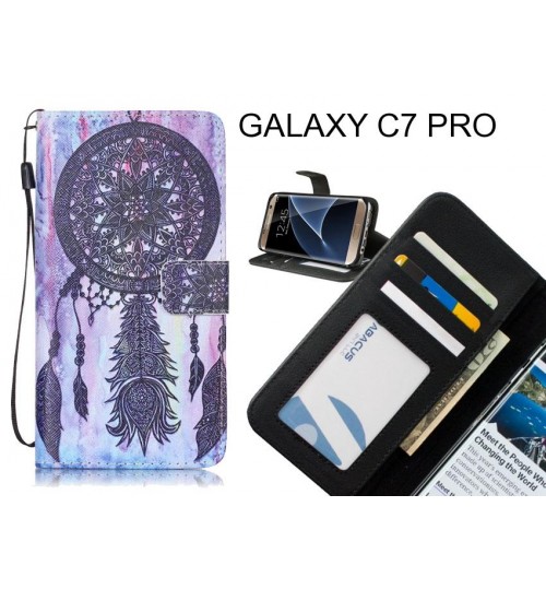 GALAXY C7 PRO case 3 card leather wallet case printed ID