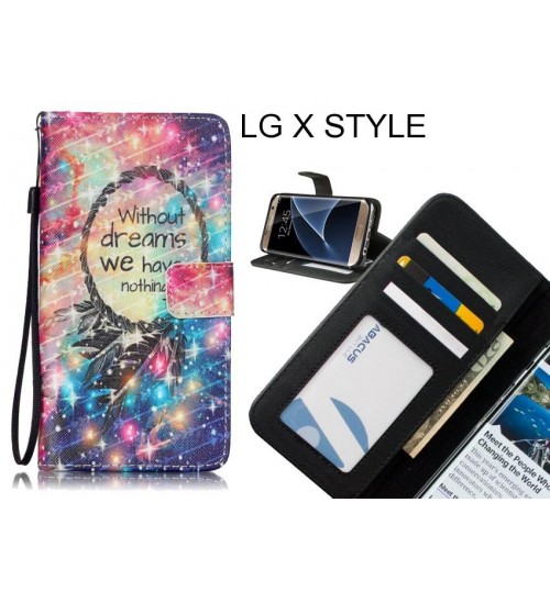 LG X STYLE case 3 card leather wallet case printed ID