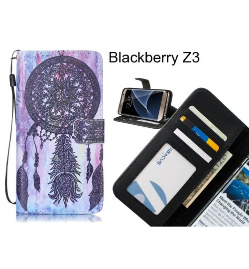 Blackberry Z3 case 3 card leather wallet case printed ID