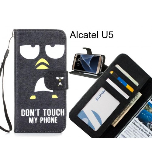 Alcatel U5 case 3 card leather wallet case printed ID